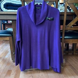 Napa Valley Cowl Neck Sweater Size L/XL.  Color Purple w/Shoulder Accent.